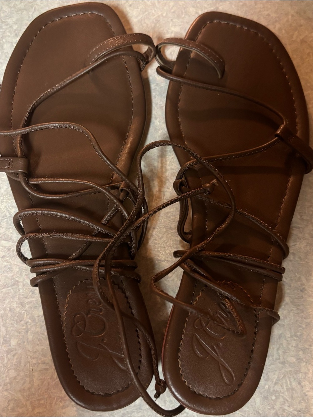 J. Crew Chocolate Leather Strappy Boho Coastal Resortwear Gladiator Sandals 6